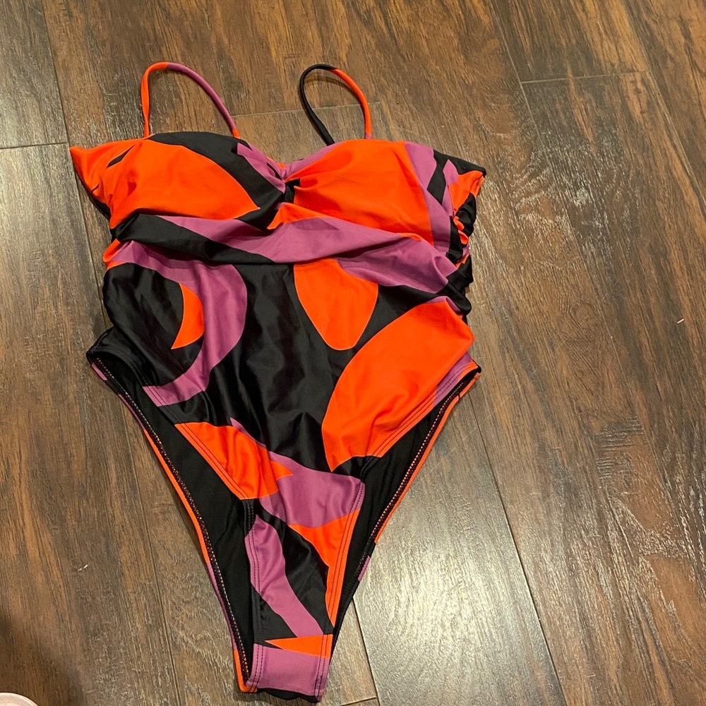 Matte Collection Vibrant Orange and Purple Women Swimsuit